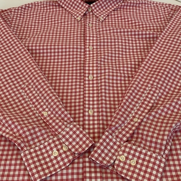 Lands’ End Traditional Fit Shirt Pink Gingham Check Print Button Down 17.5-35 - Picture 4 of 12